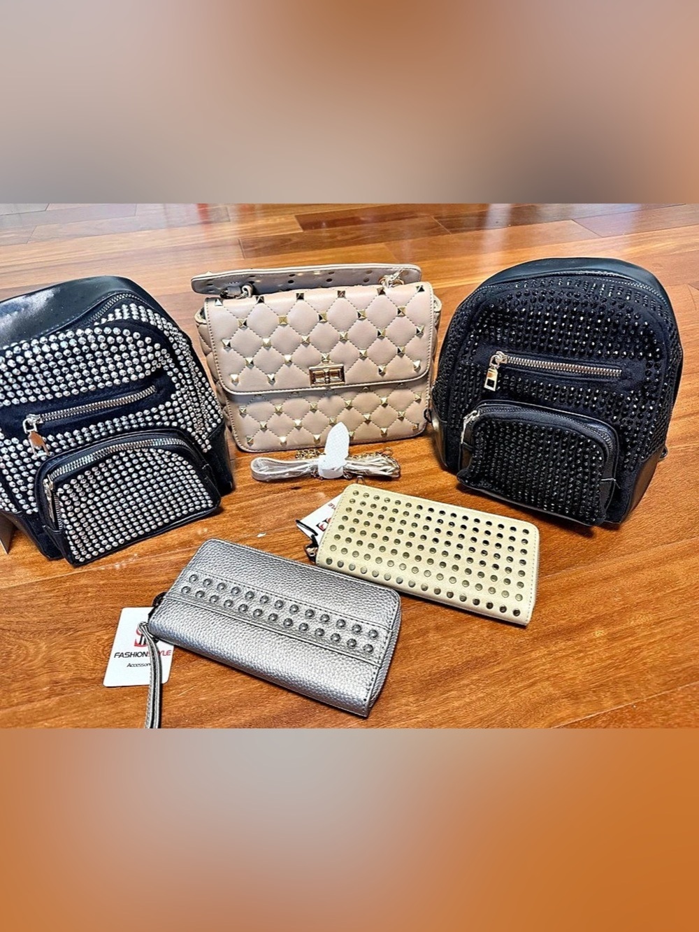 Fabulous bedazzled and studded purse, backpack, and wallet bundle - NWT